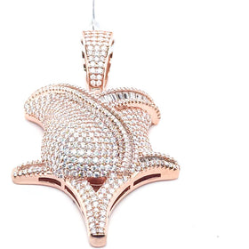 .925 Silver Rose Flower Baguette VVS moissanite Iced Out Pendant