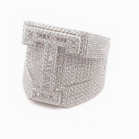 925 MOISSANTE LETTER “T” RING