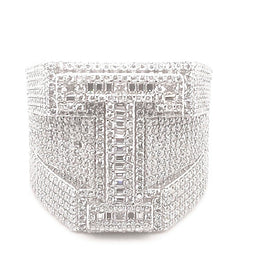 925 MOISSANTE LETTER “T” RING