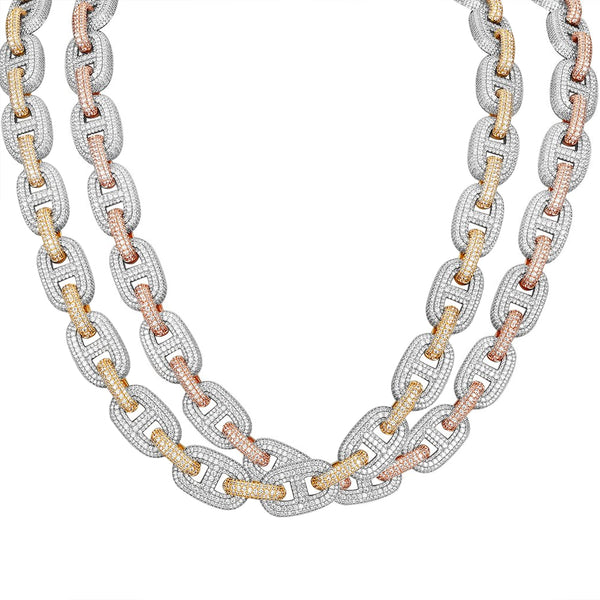 Custom Iced Out Two Tone Mariner Link Lab Made Diamond Necklace