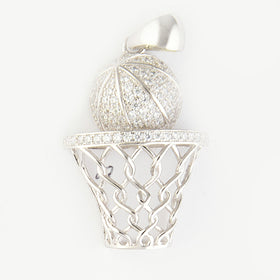 Basket Ball Crown Silver or Gold Pendant