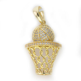 Basket Ball Crown Silver or Gold Pendant