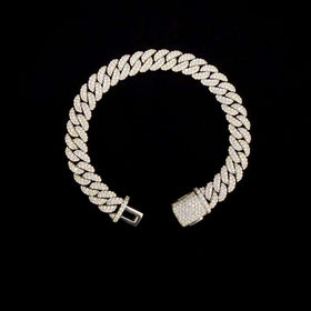 925 Silver 10MM Dome Style Cuban Link Bracelet VVS-D Moissanite
