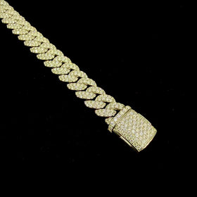 925 Silver 10MM Dome Style Cuban Link Bracelet VVS-D Moissanite