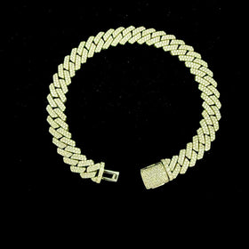 925 Silver 9MM Sharpie Style Cuban Link Bracelet VVS-D Moissanite