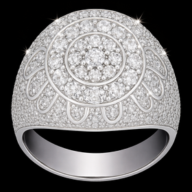 925 Sterling Silver Crown Dome Moissanite Ring