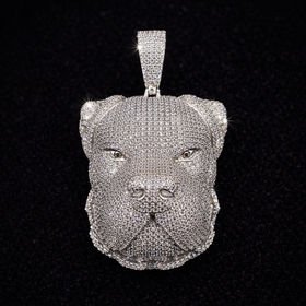 925 Sterling Silver VVS Moissanite Custom Pitbull Pendant