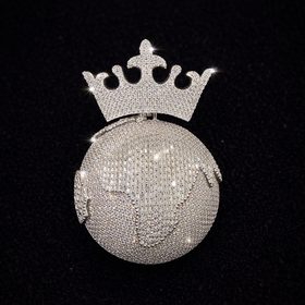 925 Sterling Silver VVS Moissanite Custom Globe Crown Pendant
