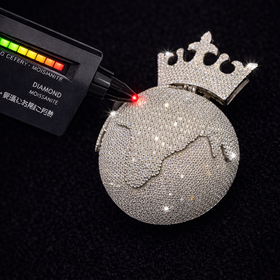925 Sterling Silver VVS Moissanite Custom Globe Crown Pendant