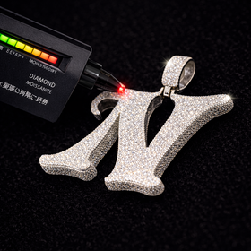 925 Sterling Silver VVS Moissanite Custom “N” Initial Pendant