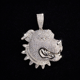 925 Sterling Silver VVS Moissanite Bulldog Pendant