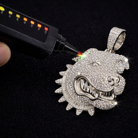 925 Sterling Silver VVS Moissanite Bulldog Pendant