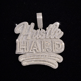 925 Sterling Silver VVS Moissanite Hustle Hard Pendant