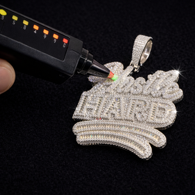 925 Sterling Silver VVS Moissanite Hustle Hard Pendant