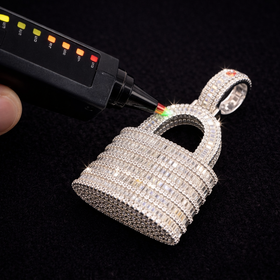 925 Sterling Silver VVS Moissanite Padlock Pendant