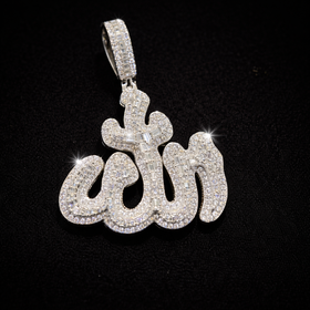925 Sterling Silver Moissanite Allah Pendant