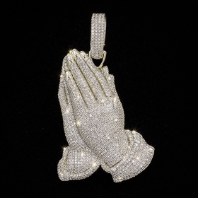 925 Sterling Silver Moissanite Praying Hand Pendent