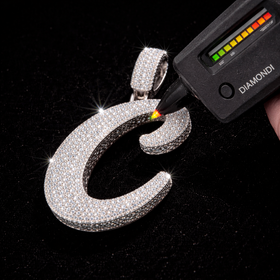 925 Sterling Silver VVS Moissanite Custom “C” Initial Pendant