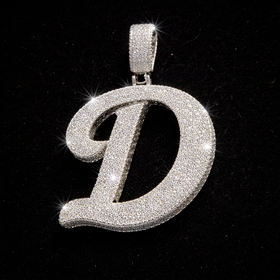 925 Sterling Silver VVS Moissanite Custom “D” Initial Pendant
