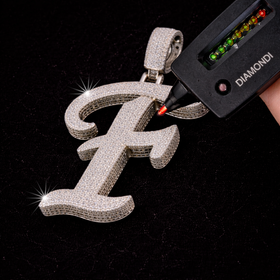 925 Sterling Silver VVS Moissanite Custom “F” Initial Pendant