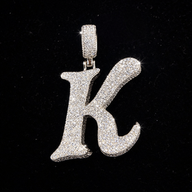 925 Sterling Silver VVS Moissanite Custom “K” Initial Pendant