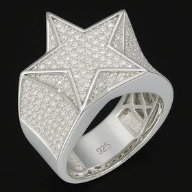 925 Sterling Silver Moissanite Super Star Ring