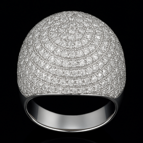 925 Sterling Silver Moissanite Round Dome Ring