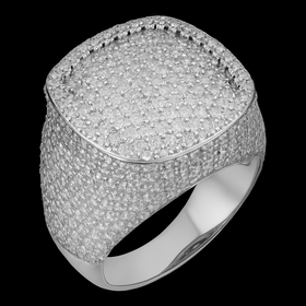 925 Sterling Silver Square Dome Moissanite Ring