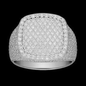 925 Sterling Silver Square Dome Moissanite Ring