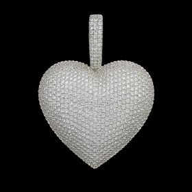 925 Sterling Silver Heart Moissanite Pendent