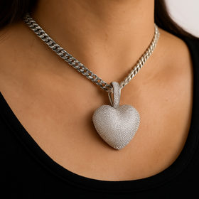 925 Sterling Silver Heart Moissanite Pendent