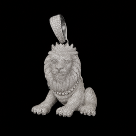 925 Sterling Silver Moissanite Lion Pendent