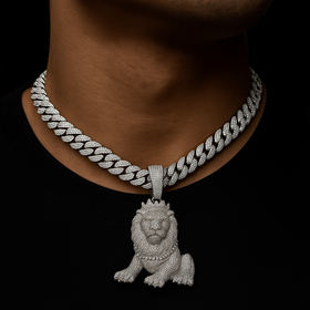 925 Sterling Silver Moissanite Lion Pendent