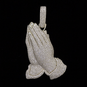925 Sterling Silver Moissanite Praying Hand Pendent