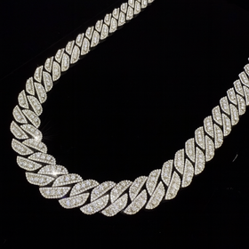 925 Silver 18MM Prong Cuban Link Chain VVS Moissanite
