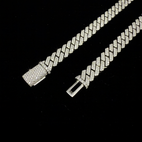 925 Silver 13MM Cuban Link Chain VVS Moissanite