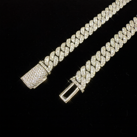 925 Silver 10MM Dome Style Cuban Link Chain VVS Moissanite