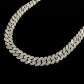 925 Silver 14MM Dome Style Cuban Link Chain VVS Moissanite