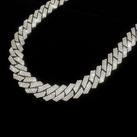 925 Silver 16MM Cuban Link Chain VVS Moissanite