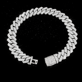 925 Silver 13MM Sharpie Style Cuban Link Bracelet VVS-D Moissanite