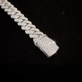 925 Silver 13MM Sharpie Style Cuban Link Bracelet VVS-D Moissanite