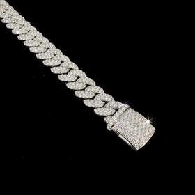 925 Silver 10MM Dome Style Cuban Link Bracelet VVS-D Moissanite