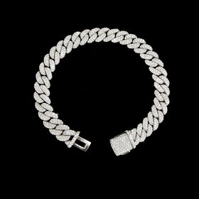 925 Silver 10MM Dome Style Cuban Link Bracelet VVS-D Moissanite