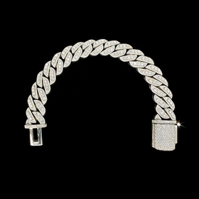 925 Silver 22MM Prong Style Cuban Link Bracelet VVS-D Moissanite