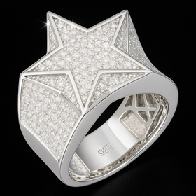 925 Sterling Silver Moissanite Super Star Ring