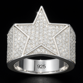 925 Sterling Silver Moissanite Super Star Ring