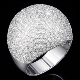 925 Sterling Silver Moissanite Round Dome Ring