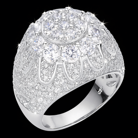 925 Sterling Silver Crown Dome Moissanite Ring
