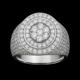 925 Sterling Silver Round Stones Dome Moissanite Ring