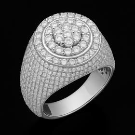 925 Sterling Silver Round Stones Dome Moissanite Ring